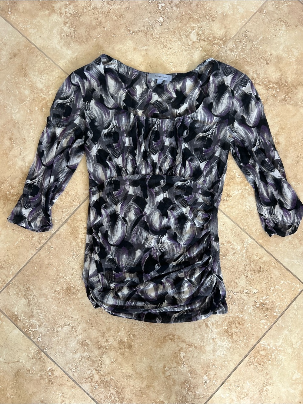 Women’s Purple & Black Patterned Scoop Neck Top